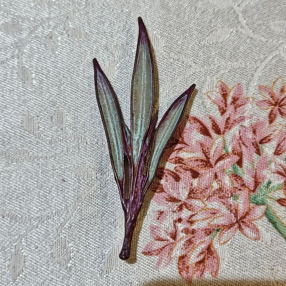 whimsigoth witchy oleander leaves brooch